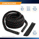 9 M (30 ft) Battle Ropes 38mm (1.5 Inch) Diamater Heavy Exercise Rope  ProIron PRO-ZS01-1 - Infographic - Dimensions