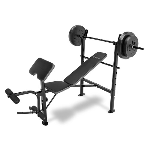 The Combo Bench with 80 lbs Weight Set CB-20110 by Competitor is a complete weight and bench set ready for home gym use
