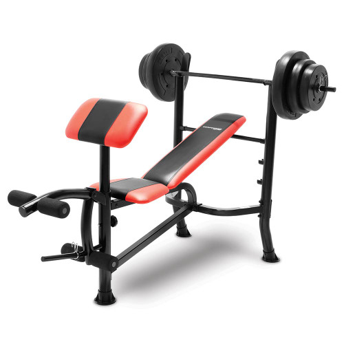 The Combo Bench with 100 lbs Weight Set CB-2982 by Competitor is a complete weight and bench set ready for home gym use