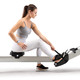 Deluxe Rowing Machine with Adjustable Air Resistance - NS-7874RW  California Fitness Products - With Model using Foot Straps