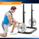 The Marcy Two-Piece Olympic Bench MD-879 has storage pegs to keep your weight plates nearby