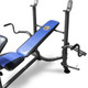 The Marcy Standard Bench w/ 80 lb. Weight Set MWB-36780B includes full range butterfly attachments