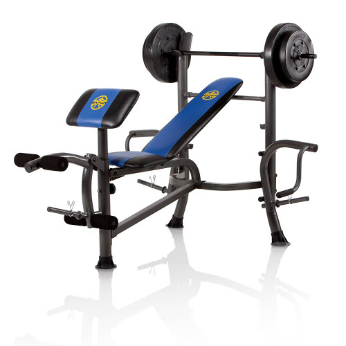 The Marcy Standard Bench w/ 80 lb. Weight Set MWB-36780B is a complete home gym in a single purchase