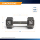 Marcy 15lb Hex Dumbbell IV-2015 - Infographic - Dimensions
