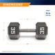 Marcy 35lb Hex Dumbbell IV-2035 - Infographic - Dimensions