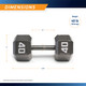 Marcy 40lb Hex Dumbbell IV-2040 - Infographic - Dimensions