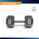 Marcy 50lb Hex Dumbbell  IV-2050 - Infographic - Dimensions