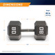 Marcy 80lb Hex Dumbbell  IV-2080 - Infographic -  Dimensions