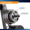 The Marcy PT-36 Standard Weight Plate Tree has one inch diameter pegs suitable for standard weight plates 