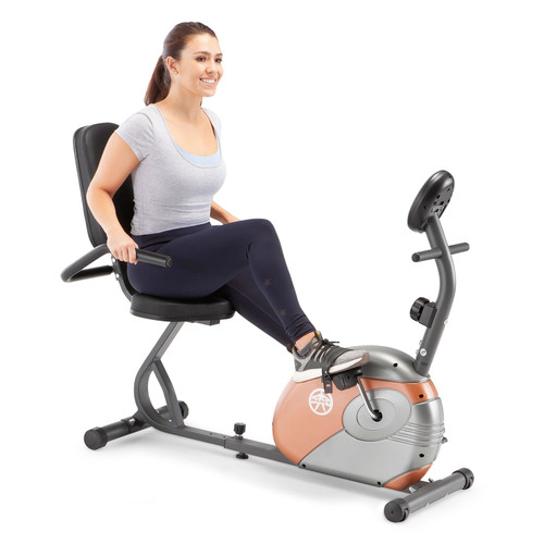 The Recumbent Bike ME-709 by Marcy in use by model