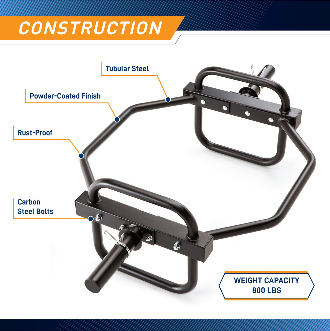 Olympic Hex Trap Bar / Shrug Bar with Raised Handles – Marcy HTB-6976 has a sturdy construction with powder coating to ensure the longevity of the unit