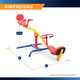 The  Gym Dandy Spinning Teeter Totter TT-360 is 101 inches long and 38 inches wide