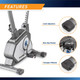 The Magnetic Upright Bike NS-40504U by Marcy has straps on the pedals for added safety has wheels to easily move the bike