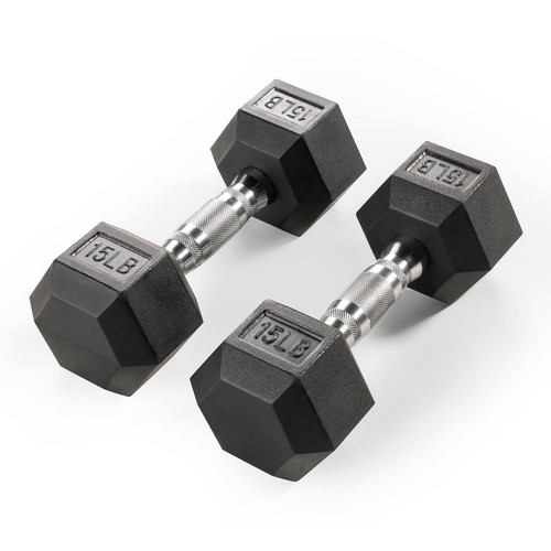 The Marcy 15 LB. Pair of Rubber Hex Dumbbells RHDB-015 is the best free weight for your high intensity interval body building training