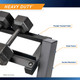 The Marcy 3 Tier Dumbbell Rack DBR-86 has a heavy duty steel frame that is scratch resistant