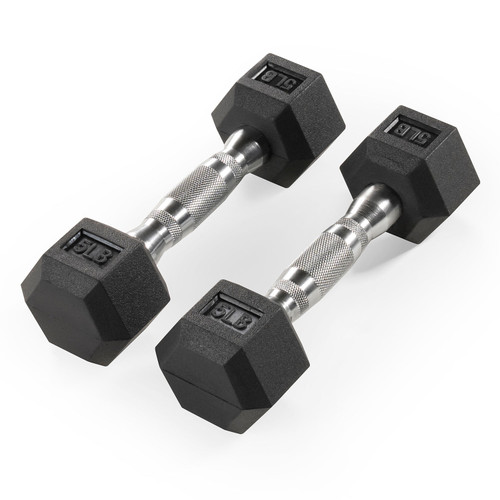The Marcy 5 LB. Pair of Rubber Hex Dumbbells RHDB-005 is the best free weight for your high intensity interval body building training