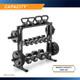 The Marcy Combo Weights Storage Rack DBR-0117 has a 1,000 pound weight capacity