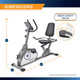 The Recumbent Bike NS-40502R by Marcy is 44 inches tall, 56 inches long, and 25 inches wide 