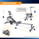 The Rowing Machine Marcy NS-40503RW is 33 inches tall, 74 inches long , and 20 inches wide  