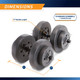 40 lbs Vinyl Dumbbell Weight Set by Marcy is 18 inches long and 8.75 inches wide